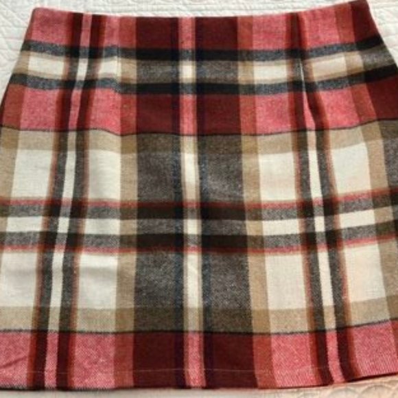 Multi color Plaid Print Bodycon mini Skirt red - Picture 10 of 12